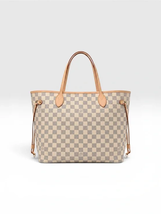 Louis Vuitton Damier Azur Neverfull MM Tote Bag White