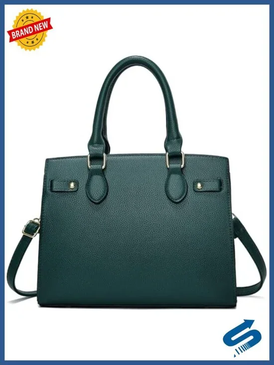 PU Leather Tote Crossbody Bag With Top Handle Zipper Closure