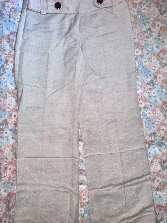 Alfani Women’s Light Beige Casual Linen-Blend Pants