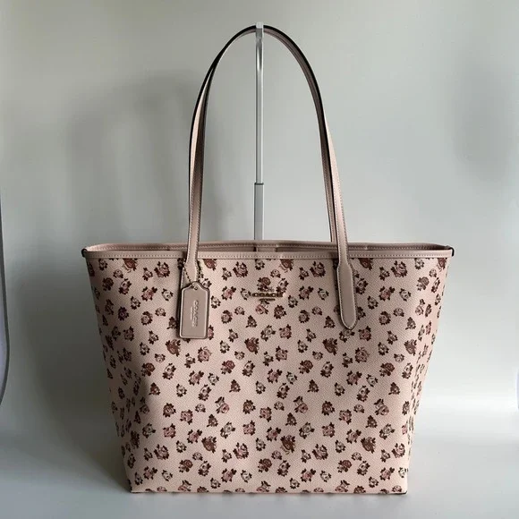 Coach City Tote Rose Print Blush Multi‎ Crossgrain Leather Bag NEW CY682