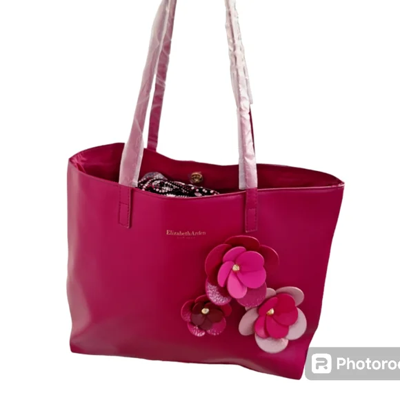 Elizabeth Arden Tote Bag Pink with Flowers NWOT