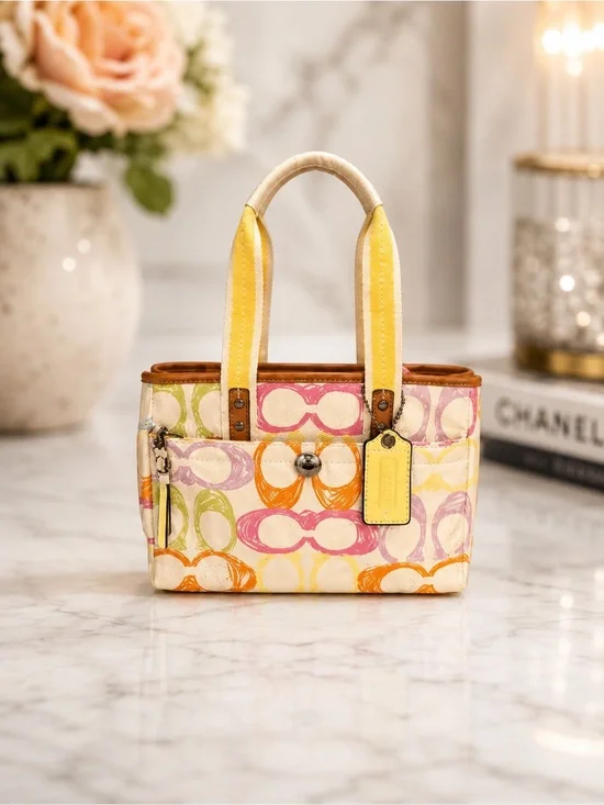 Coach Multicolor Signature Print Quilted Tote Bag | Full Inclusion