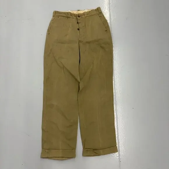 Vintage 50s Lee Whipcord Sanforized Tan Workwear Chino 29x30
