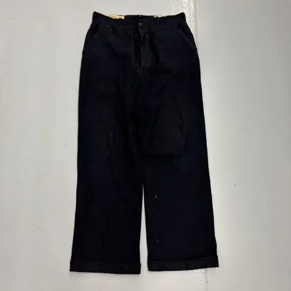 Vintage 30s NRA Navy Wool Buttonfly Trousers 29x28