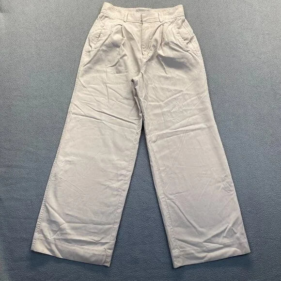 Everlane‎ Wide Leg,Dress Pants Women’s Size 2 SMALL,Pleated,Pockets,Zipper,Beige