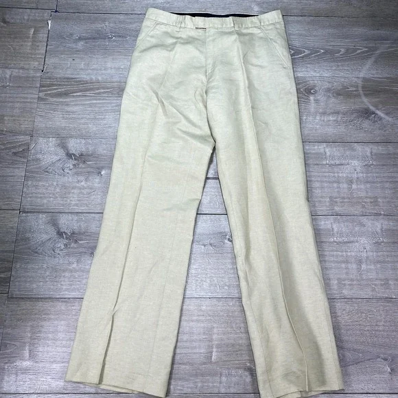 Ted Baker London‎ Pants Mens 34 Beige Khaki Flat Front Dress Chino Trousers