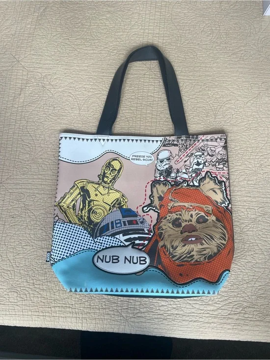 Loungefly Star Wars Comic Pop Art Nub Nub Tote - Black, Orange, Blue, Gold