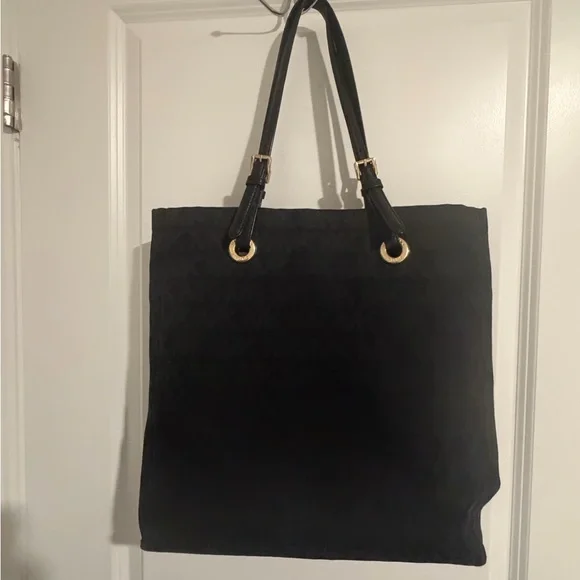 Michael Kors Black Tote with Gold-Tone Ring Details