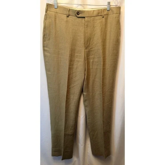 Brooks Brothers 1818 Size 36x32 100% Linen Madison Pants Olive Green Straight