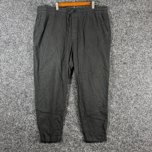 Old Navy Mens XL Black Linen Blend Drawstring Elastic Waist Jogger Pants Casual