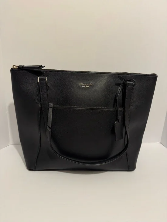 Kate Spade New York Cameron Pocket Tote Black Saffiano Leather Shoulder Bag