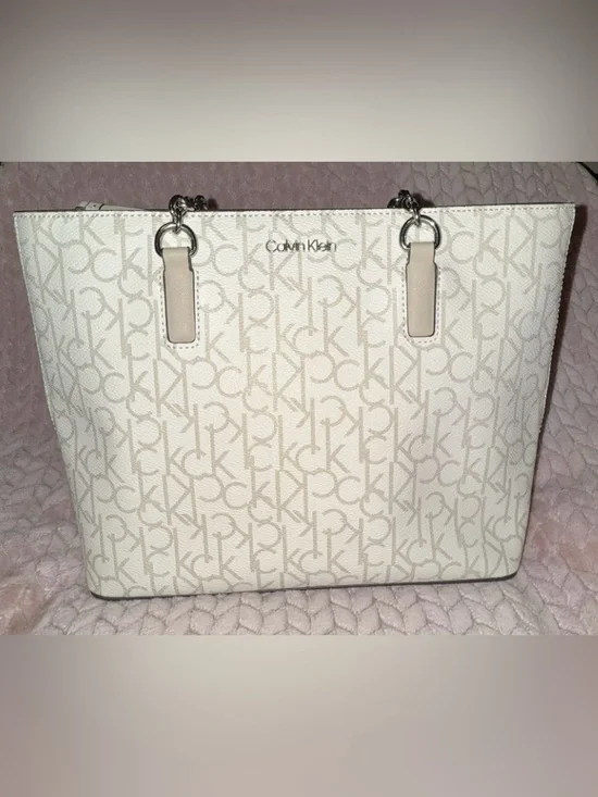 Calvin Klein Cream Monogram Tote