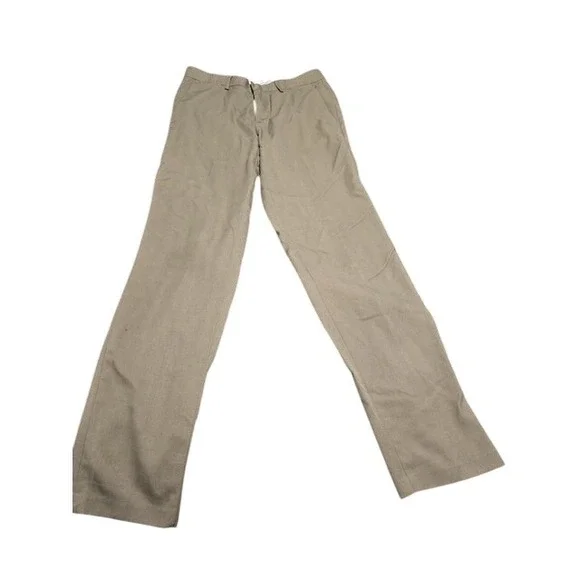 Mens Khaki Chino Pants Straight Leg Casual Dress Trousers Tan Size 32x32