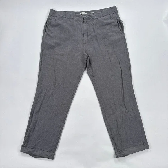 Onia Linen Blend Pants Mens XXL Grey Straight Leg Coastal Resort Summer Relaxed