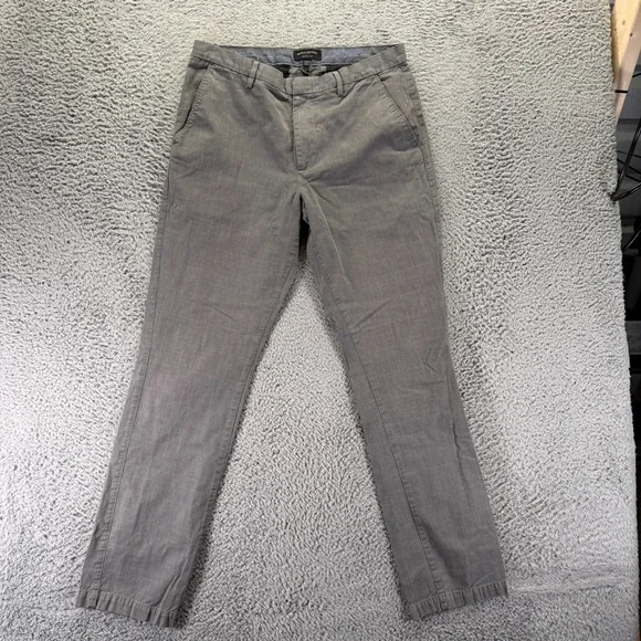 Banana Republic Pant Men 34x33 Gray Cotton Chino Straight Preppy Business Career