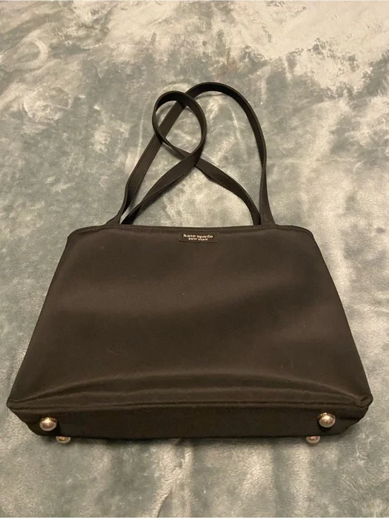 kate spade Black Nylon Shoulder Tote with Gold Feet