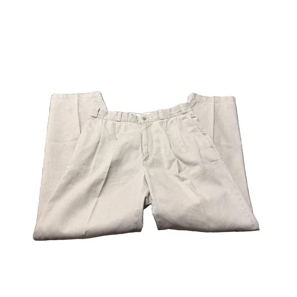 Duck Head Classic Pleat Front Pants Mens 34x32 Khaki Chino Canvas