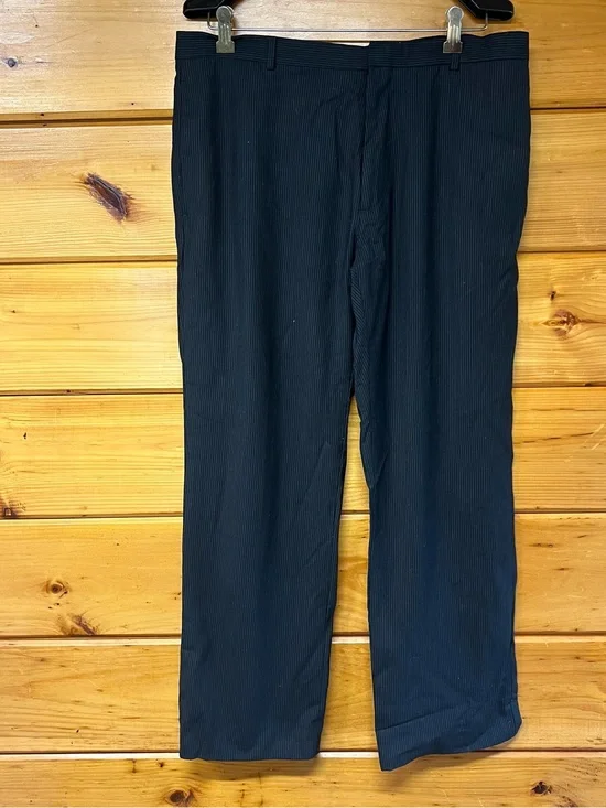 Banana Republic Pants Black Pinstripe Tailor Fit Flat Men Dress Wool 35 / 30