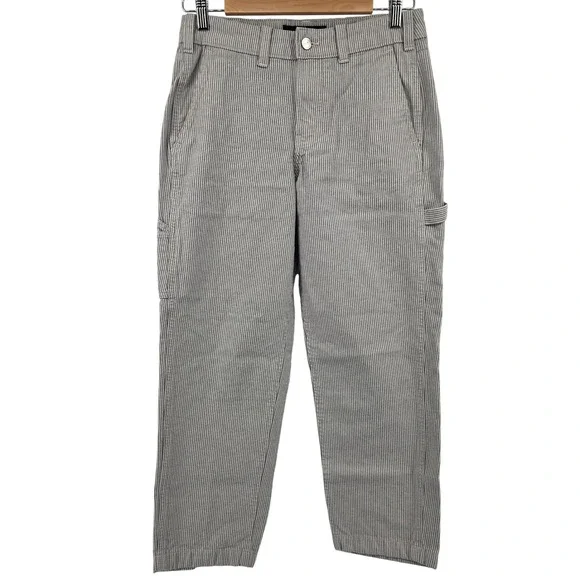Abercrombie & Fitch Carpenter Pants Mens 28x28 Gray Hickory Stripe Loose Fit‎