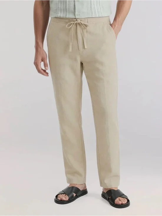 Cubavera Men's Drawstring Linen-Blend Pants. Model “island fossil”
