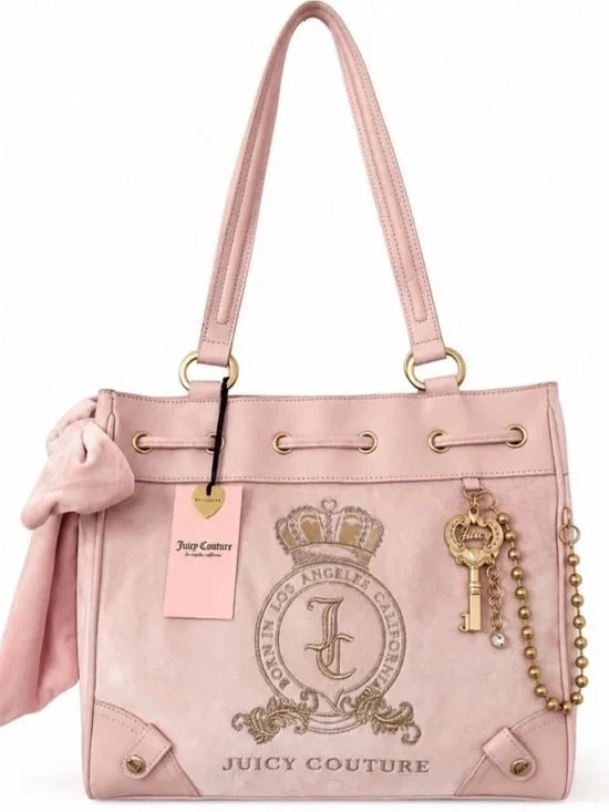 🎀JUICY COUTURE~Pink Clay Classic Juicy Lover Tote