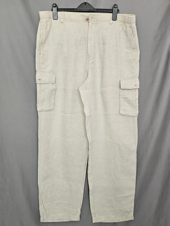 Tommy Bahama Vintage   Linen Beige Cargo Pants with Side Utility Pockets . Large