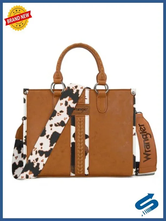 Western Cow Print Tote Bag with Top Handles Vegan Leather Satchel Purse