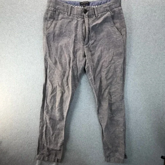 Banana Republic Aiden Fit Linen Cotton Blend Slim Pants Mens 31x32 Gray