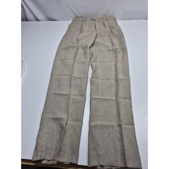 VTG John Alexander Dress Pants Men's 36x36 Beige Linen Pleated Classic NWT USA
