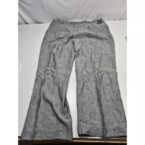 Dreams Dress Pants Mens 51x36 Gray Linen Pleated Relaxed Big Tall Casual NWT