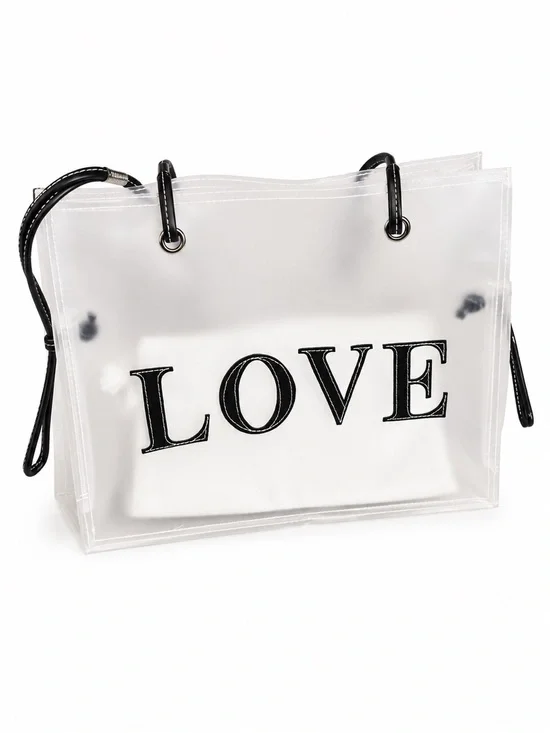 LOVE Clear Tote Bag with Black Accents