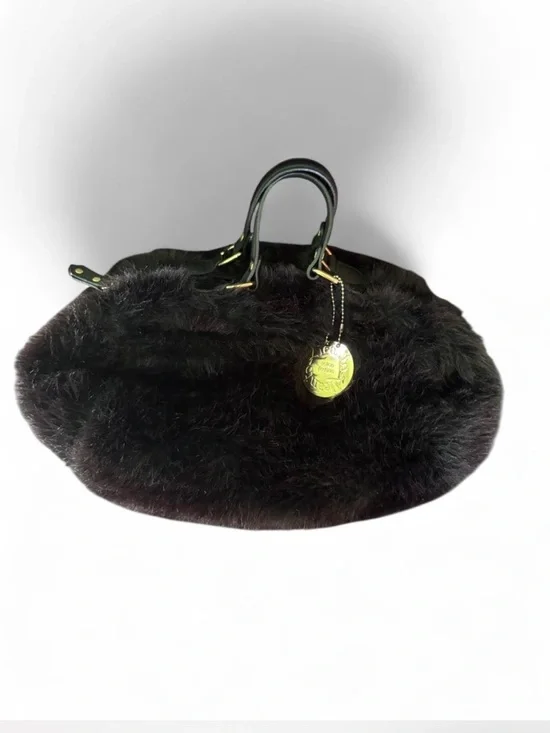 Mob Wife aesthetic Aleonto Collezioni Italian Faux Fur handbag purse Y2K style