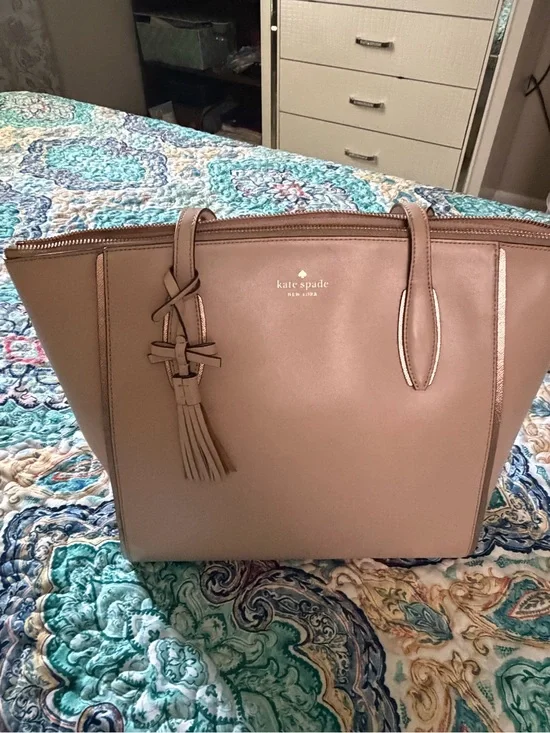 Kate Spade Women's Taupe Tote Bag with Tassel