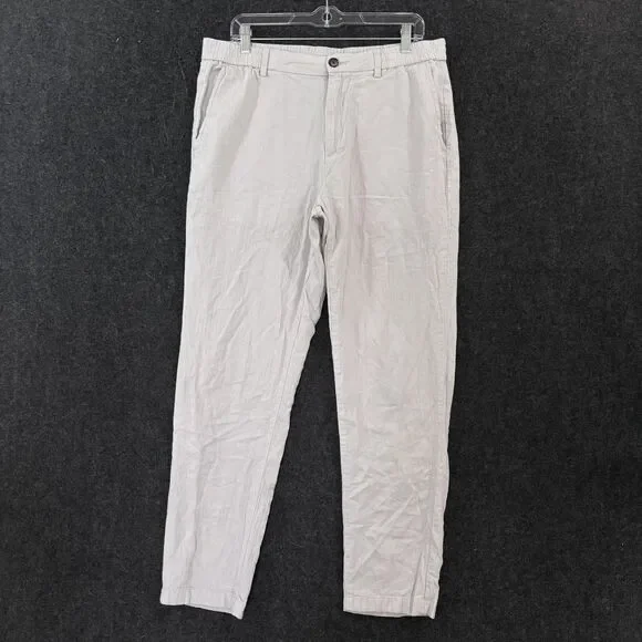 Banana Republic Mason Athletic Tapered Pants Men's 34x30 Gray Linen Chino