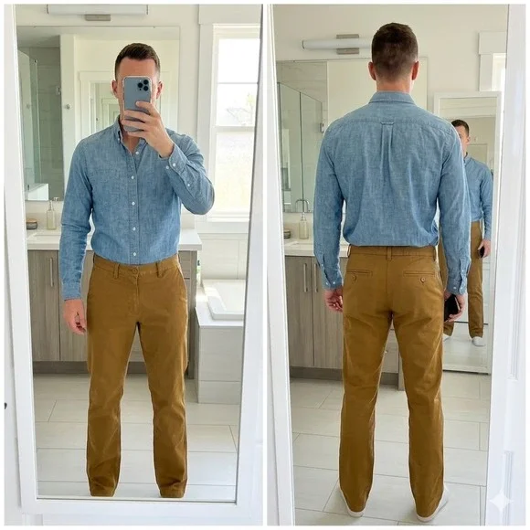 Old Navy Ultimate Straight Chino Pants Mens‎ 34x36 Brown Cotton Stretch Trousers