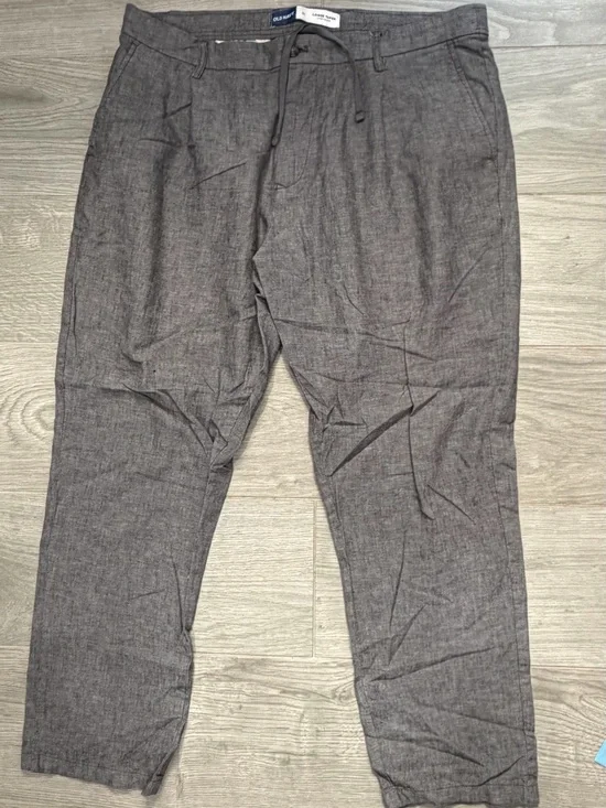 Old Navy Men's Charcoal Linen-Blend Drawstring Chinos