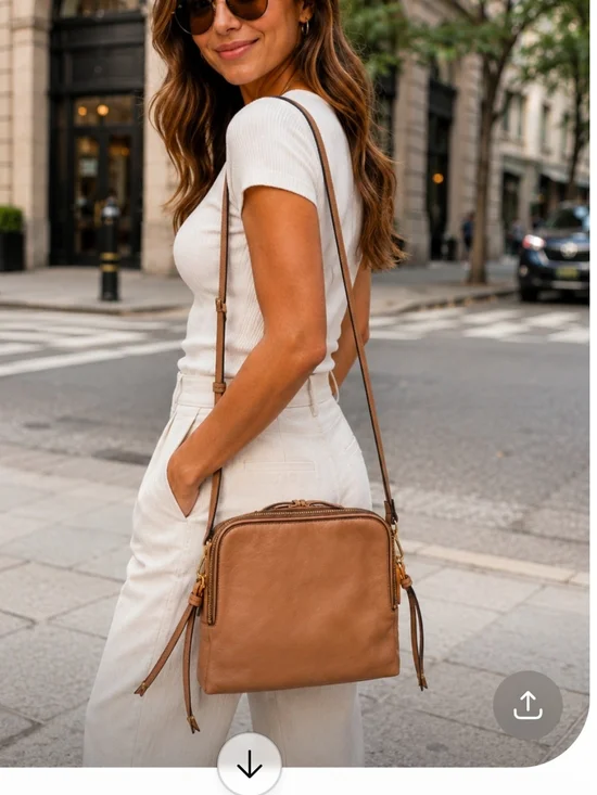Banana Republic Beige Fabric Tote with Tan Leather Trim and Gold Hardware