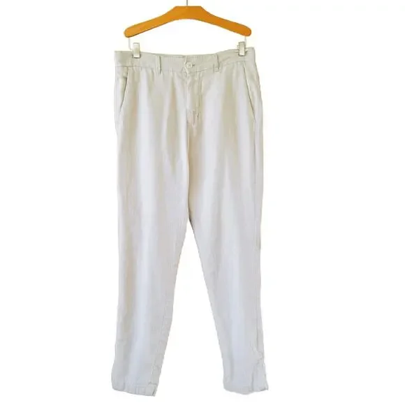 Porter & Ash Mens Linen Cotton Blend Pants Beige Size 29 Beach Coastal Trousers
