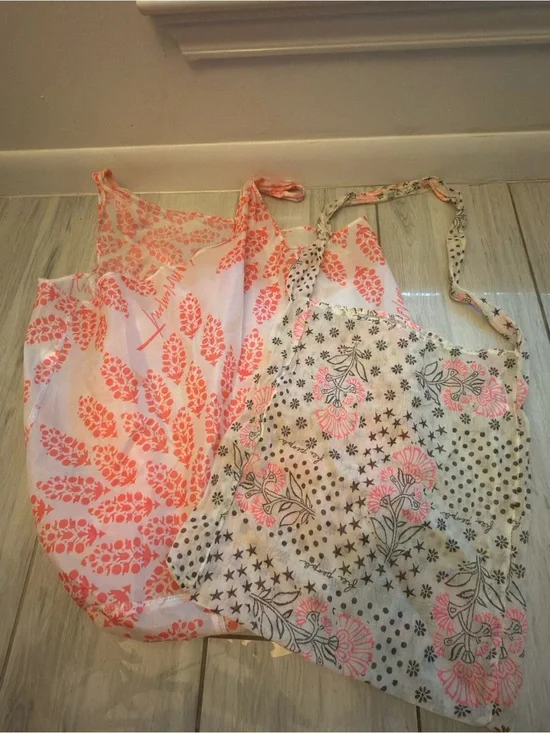(2) Free People Tote Bag Lightweight Boho Floral stars movement