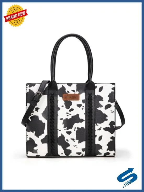 Vegan Leather Large Tote Satchel with Whipstitch Top Handle & Crossbody Strap