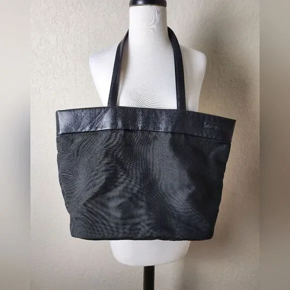 Tumi Travel Tote Nylon With Black Leather Trim Medium