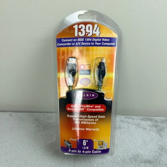 Belkin Pro Series IEEE 1394 FireWire‎ 6-pin to 4-pin Cable 6ft F3N401-06-ICE