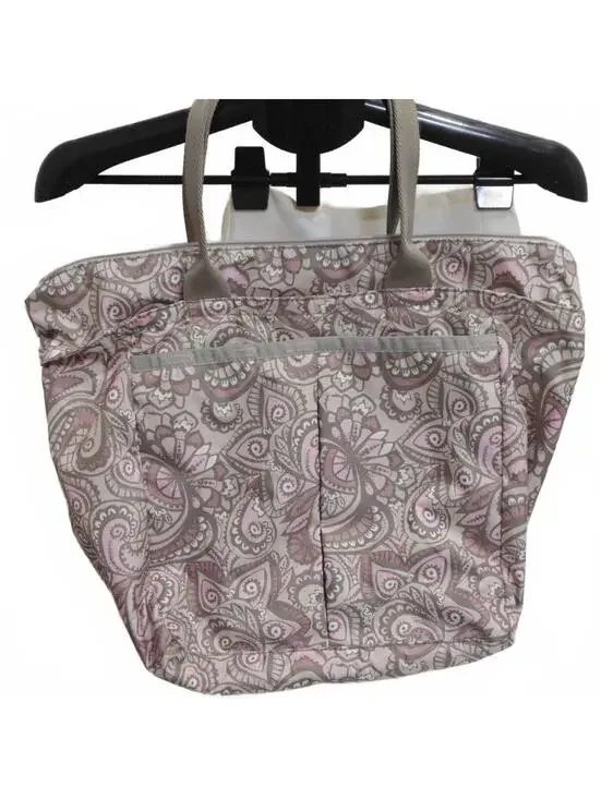 Le Sport Sac Weekender Paisley Pastel Pink Gray Large Duffle Bag Tote New 14x13