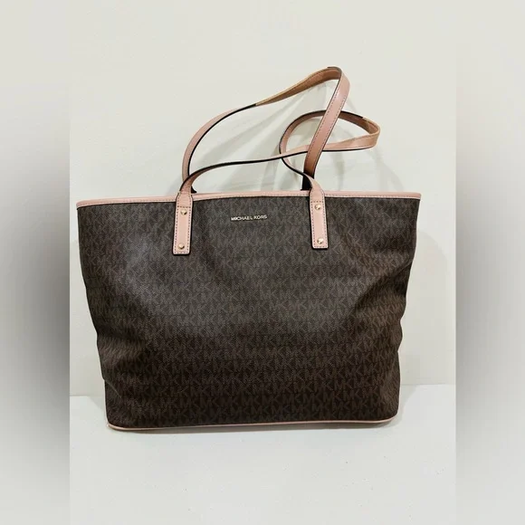 MICHAEL KORS Jet‎ Set Signature Large Travel Tote Brown