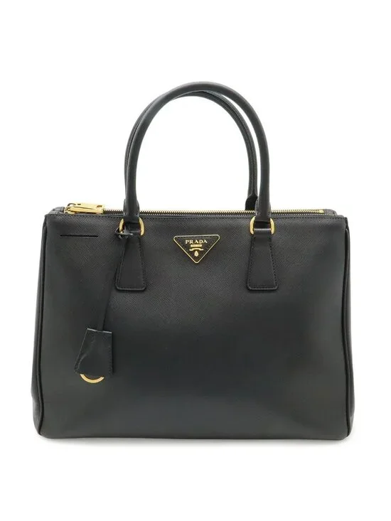 Prada Galleria Saffiano Tote Leather Nero Black Gold