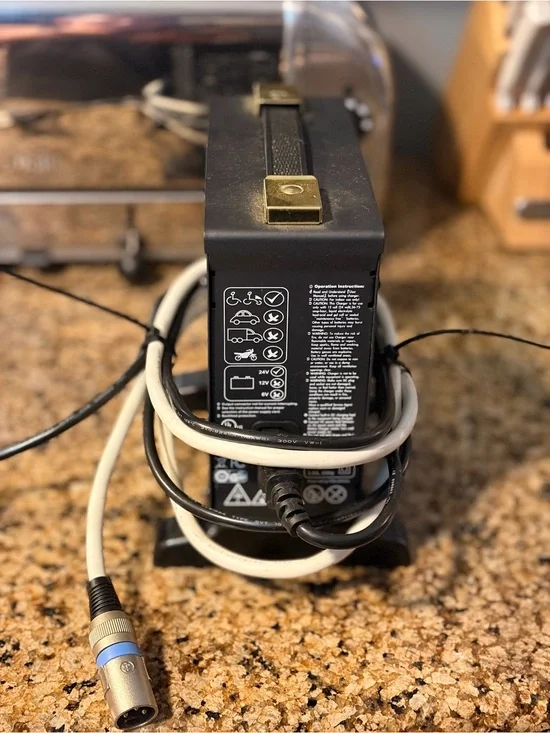 Black and Silver Laptop Power Adapter with Cable