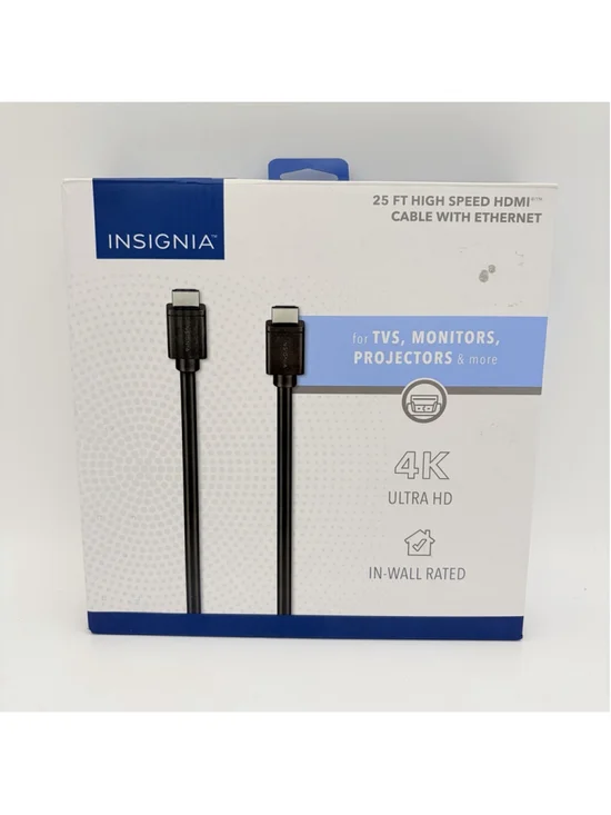 INSIGNIA 25 Ft HIGH SPEED HDMI Cable with Ethernet 4K In-Wall Rated NS-HG25507