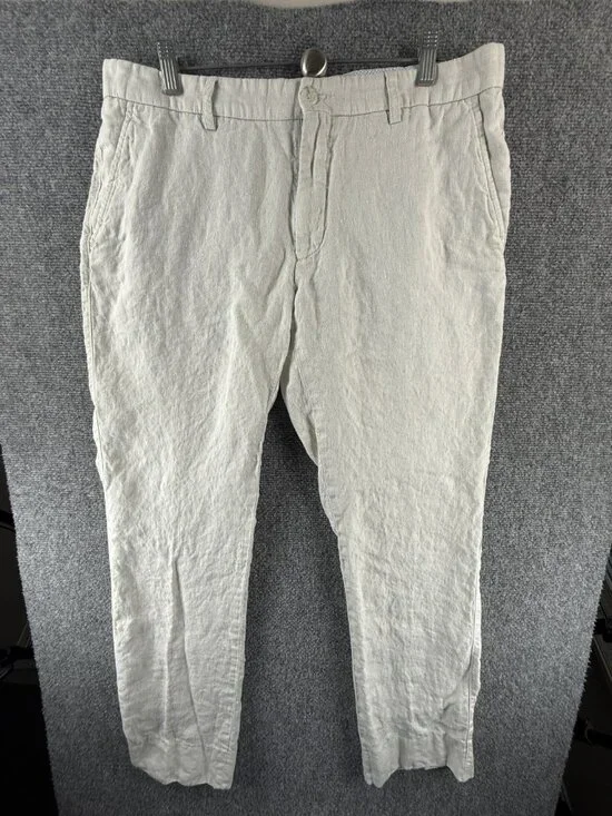 Ballin All Linen Pants Men Size 35 Slacks Dressy Beige Gray Business ACTL 34X30