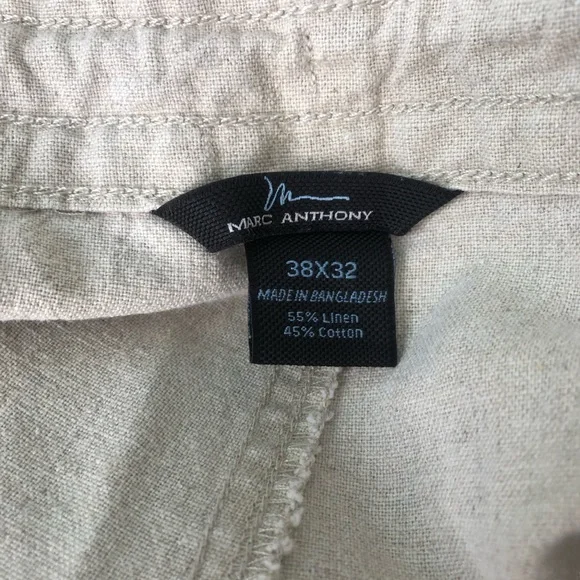 Marc Anthony Beige Linen Blend  Drawstring Casual Pants Men’s 38/32
