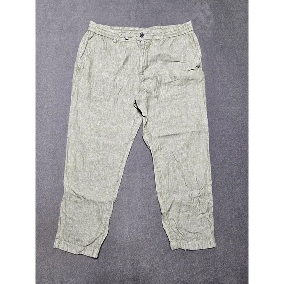 Banana Republic Pants Mens 36x30 Green‎ Athletic Fit Drawstring Linen Cotton